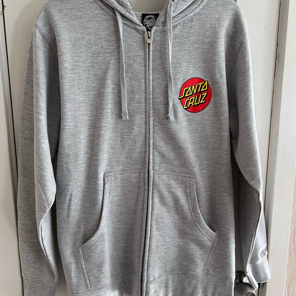 Santa Cruz Light Gray Zip-Up Hoodie